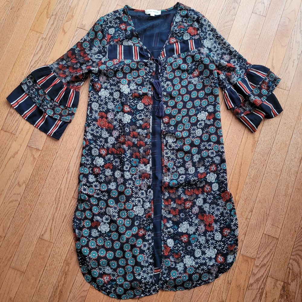 Kimono Light Cardigan Ruffle Sleeve Boho Duster Luna Moon